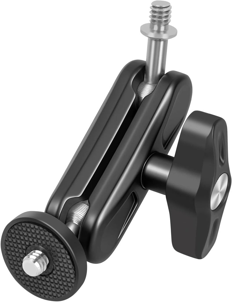 Mechrig Dual Ball Head Magic Arm Adapter with 1/4" Screw & Anti-Slip Grip - Aluminum Alloy Camera Rig Accessory for DSLR/Monitor/LED Light (68010) - Image 1